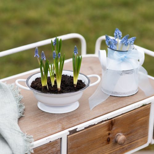 Metalen schaal decoratie wit zwart Ø16,5cm H6,5cm 4st