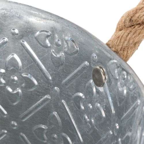 Metalen plantenpot, bloempot met handvatten, plantenbak met bloemenpatroon Ø18cm | Floristik24.nl