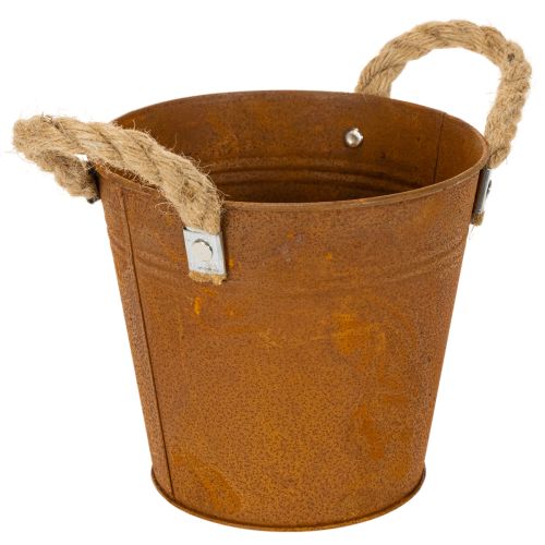 Metalen pot met handvatten, kruidenpot, roestdecoratie Ø16,5cm H15cm kopen | Floristik24.nl