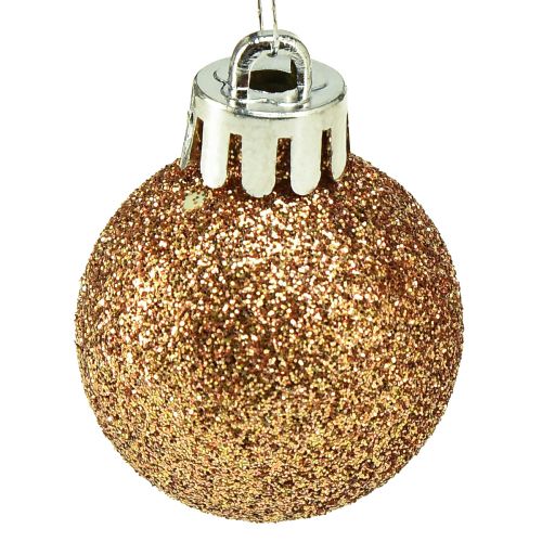 Artikel Mini kerstboomballen brons breukvast Ø3cm H3,5cm 14st