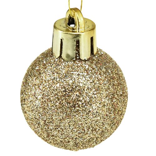 Artikel Mini Kerstboomballen Parel Goud kunststof Ø3cm 14 st