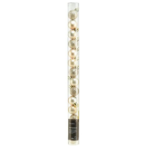 Artikel Mini Kerstboomballen Parel Goud kunststof Ø3cm 14 st