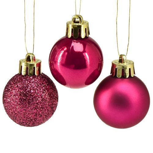 Floristik24 Mini kerstboomballen roze breukvast Ø3cm H3,5cm 14 st