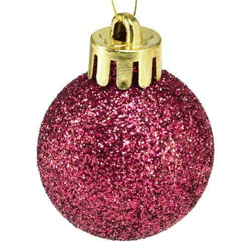 Artikel Mini kerstboomballen roze breukvast Ø3cm H3,5cm 14 st
