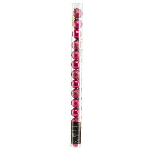 Artikel Mini kerstboomballen roze breukvast Ø3cm H3,5cm 14 st