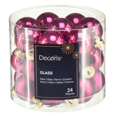 Artikel Mini glazen bollen kerstboomballen roze Ø2,5cm 22 st