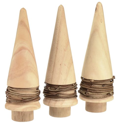 Artikel Mini kerstboom houtdecoratie natuurlijke tafeldecoratie H13,5cm 3 stuks