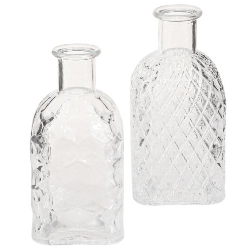 Floristik24 Minivazen Vierkant Glazen Decoratieve Flessen H13cm 4st