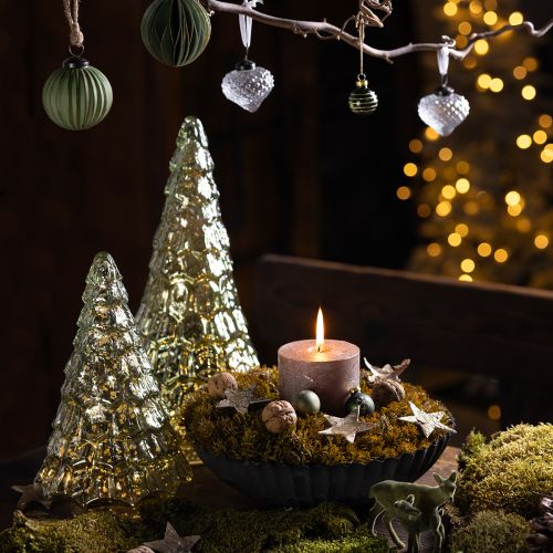 Floristik24 Mini kerstboom met LED verlichting groen goud 28cm