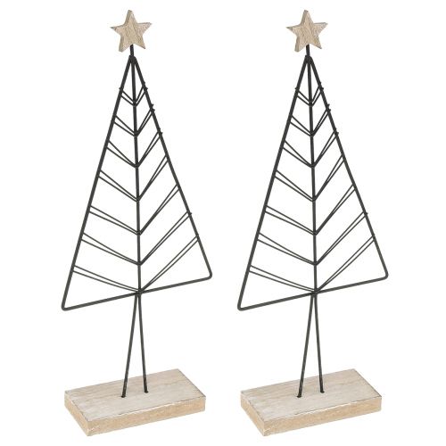 Artikel Mini kerstboom metaal hout zwart naturel 28cm 2st