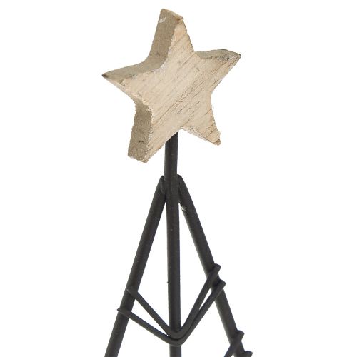 Artikel Mini kerstboom metaal hout zwart naturel 28cm 2st