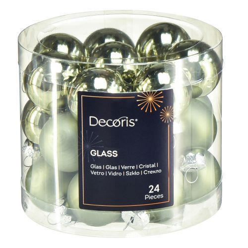 Floristik24 Mini kerstboomballen glas groen mix Ø2,5cm 22 st