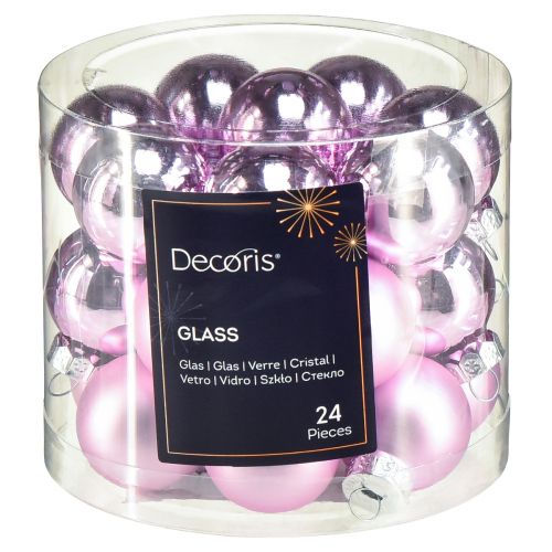 Artikel Mini kerstboomballen glas lichtpaars Ø2,5cm 22 st