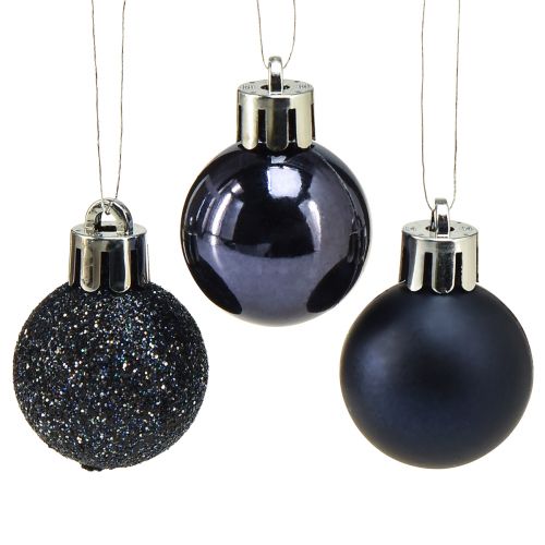 Floristik24 Mini kerstballen blauw breukvast mix Ø3cm 14 st