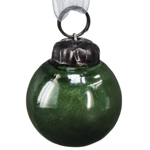 Artikel Mini kerstballen glazen bollen groen Ø3cm 18 stuks in een glas
