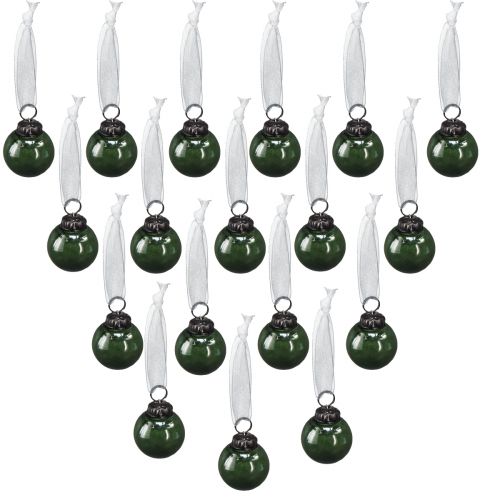 Artikel Mini kerstballen glazen bollen groen Ø3cm 18 stuks in een glas