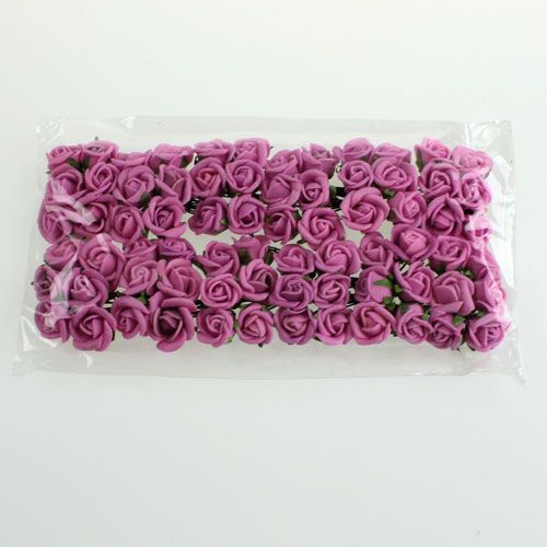 Floristik24 Mini foam roosjes Ø 1,5cm lichtpaars 72 st