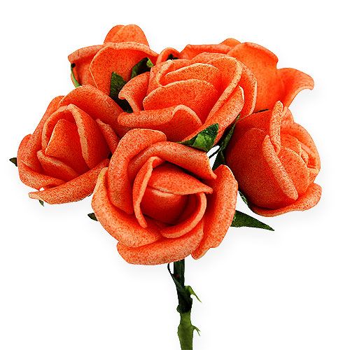 Floristik24 Mini foam roosjes Ø 1,5cm oranje 72 st