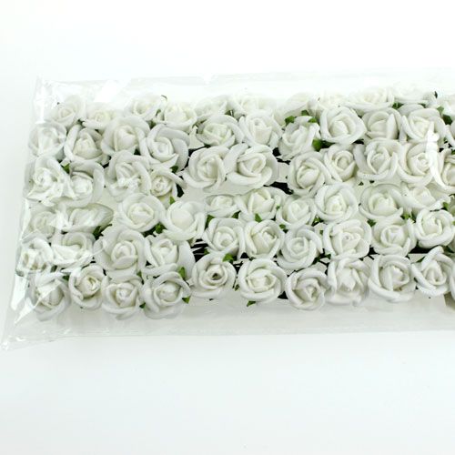 Floristik24 Mini foam roosjes Ø 1,5cm wit 72 st