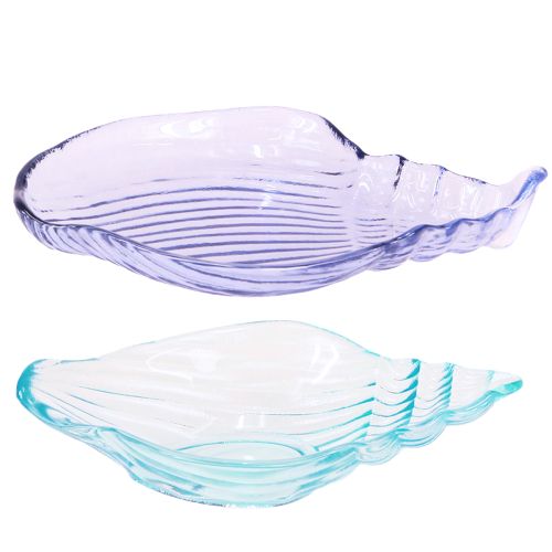 Artikel Schelpbord decoratieve slak glazen schaal blauw 19,5/21cm 2st