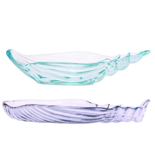 Artikel Schelpbord decoratieve slak glazen schaal blauw 19,5/21cm 2st
