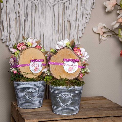 Floristik24 Bloempot shabby chic plantenbak metaal hart Ø17cm H13.5cm