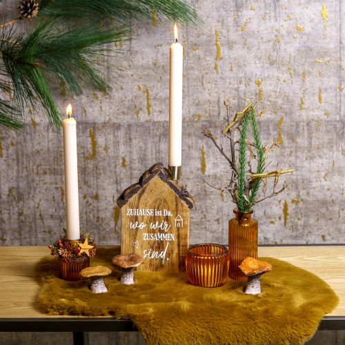 Artikel Op de natuur geïnspireerde decoratieve paddestoelfiguren - Verschillende tinten bruin, 6 cm - Charmante accenten voor tuin en huis, pakket van 3