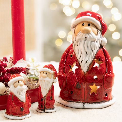 Decoratief kerstmanfiguurtje als theelichthouder met sterren, tafeldecoratie, 15 cm | Floristik24.nl