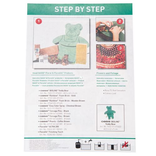 Artikel Bloemenfoam teddybeerfiguur met standaard, 48,5 cm x 42 cm, H5 cm, 1 stuk