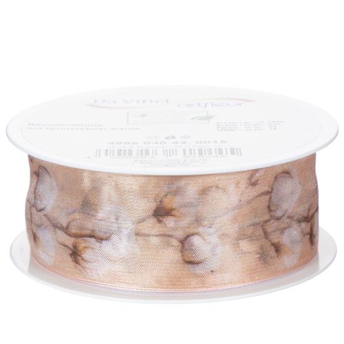 Artikel Organza lint, katoenen bloemen, decoratief lint, roze, 40 mm, 15 m