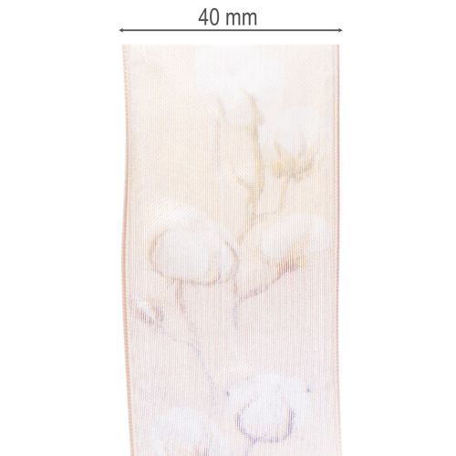 Artikel Organza lint, katoenen bloemen, decoratief lint, roze, 40 mm, 15 m