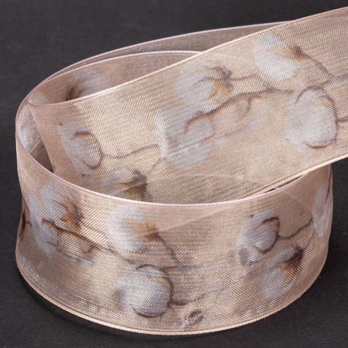 Artikel Organza lint, katoenen bloemen, decoratief lint, roze, 40 mm, 15 m