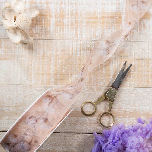 Artikel Organza lint, katoenen bloemen, decoratief lint, roze, 40 mm, 15 m
