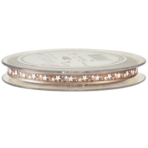 Artikel Organzalint beige met witte sterren Kerstlint 6mm 20m