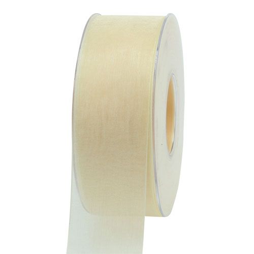 Floristik24 Organza lint met zelfkant 4.0cm 50m creme