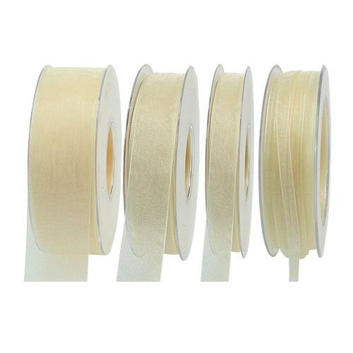 Organza lint met zelfkant 50m creme