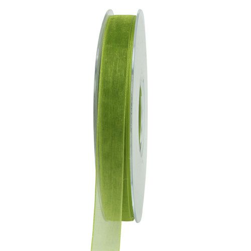 Artikel Organza lint groen cadeaulint geweven rand olijfgroen 15mm 50m