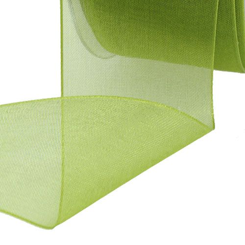 Artikel Organza lint groen cadeaulint geweven rand olijfgroen 40mm 50m