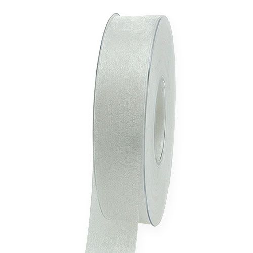 Floristik24 Organza lint cadeaulint wit lint zelfkant 25mm 50m