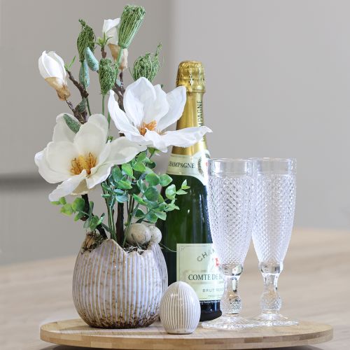 Artikel Paaseieren Keramiek Decoratief Ei met Groeven Wit Grijs 5×6cm 6st