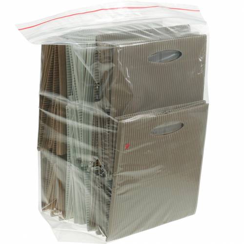 Floristik24 Papieren zak 12cm bruin, crème, beige plantenbak cadeauzakje 12 st