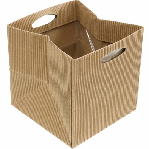 Floristik24 Papieren zak 12cm bruin, crème, beige plantenbak cadeauzakje 12 st