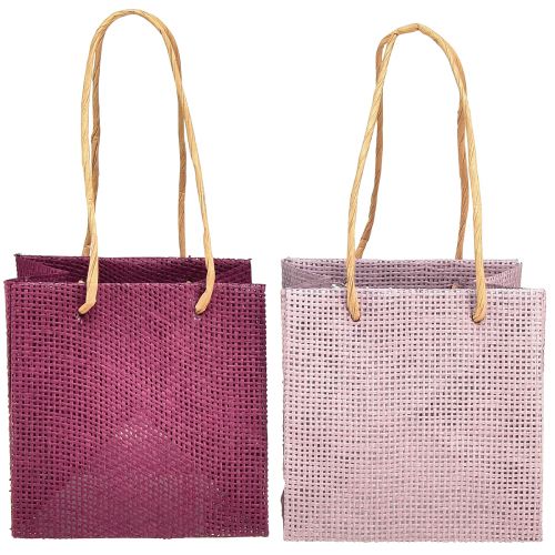 Floristik24 Papieren cadeauzakjes met hengsels bordeaux roze 12x12cm 8 st
