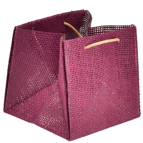 Artikel Papieren cadeauzakjes met hengsels bordeaux roze 12x12cm 8 st