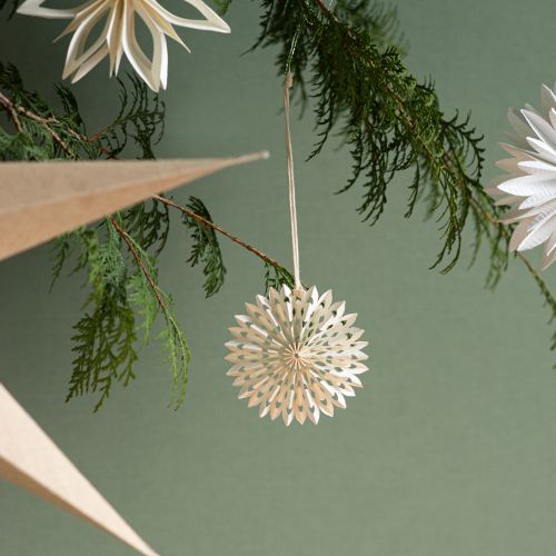 Artikel Papieren ster witte ster om op te hangen aan boomdecoratie Ø10cm 6 stuks