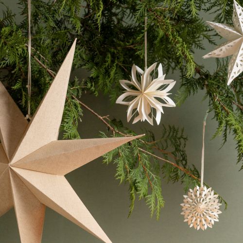 Artikel Papieren sterren boomdecoratie sterren wit goud Ø15cm 6 stuks