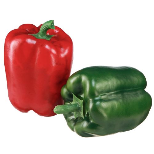Artikel Paprikadecoratie rood groen kunstnet Ø8cm H11,5cm 4 stuks