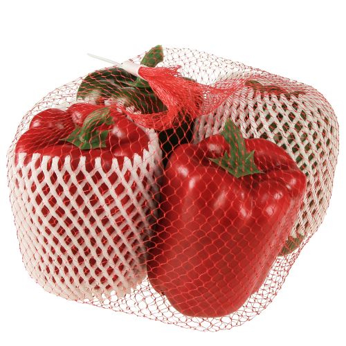 Artikel Paprikadecoratie rood groen kunstnet Ø8cm H11,5cm 4 stuks