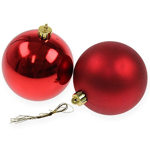 Artikel Kerstbal rood 10cm 4 st