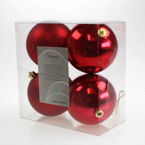 Artikel Kerstbal rood 10cm 4 st